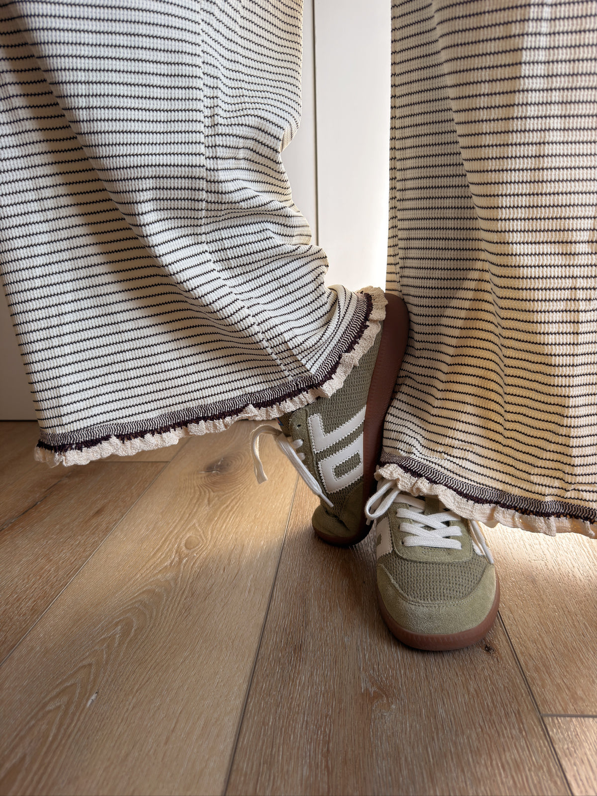 CREAM + BROWN STRIPED SET | BOTTOMS ONLY