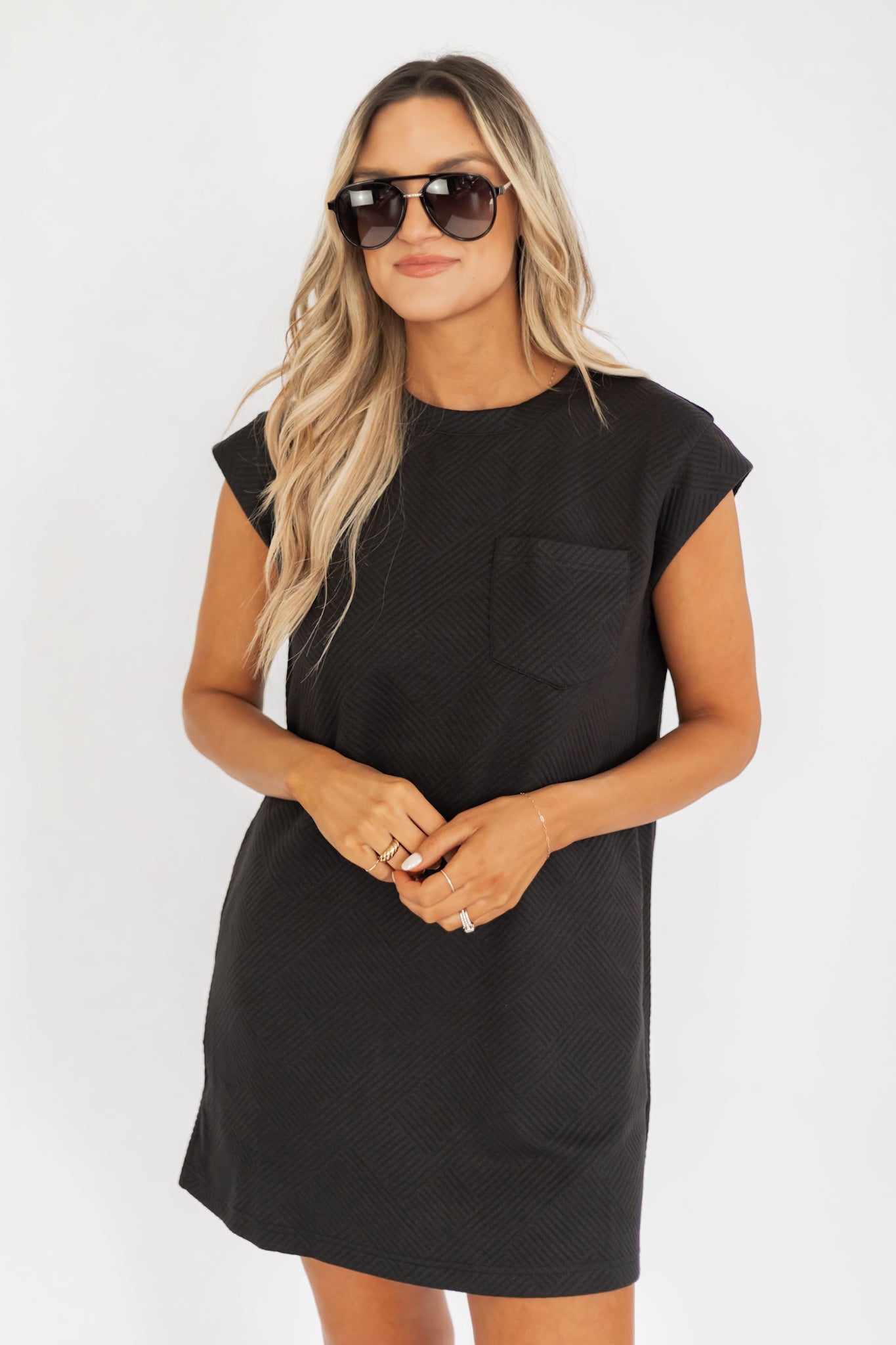 THROW AND GO TEXTURED TSHIRT DRESS
