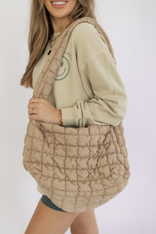 THE CARRYALL PUFFER TOTE | LATTE