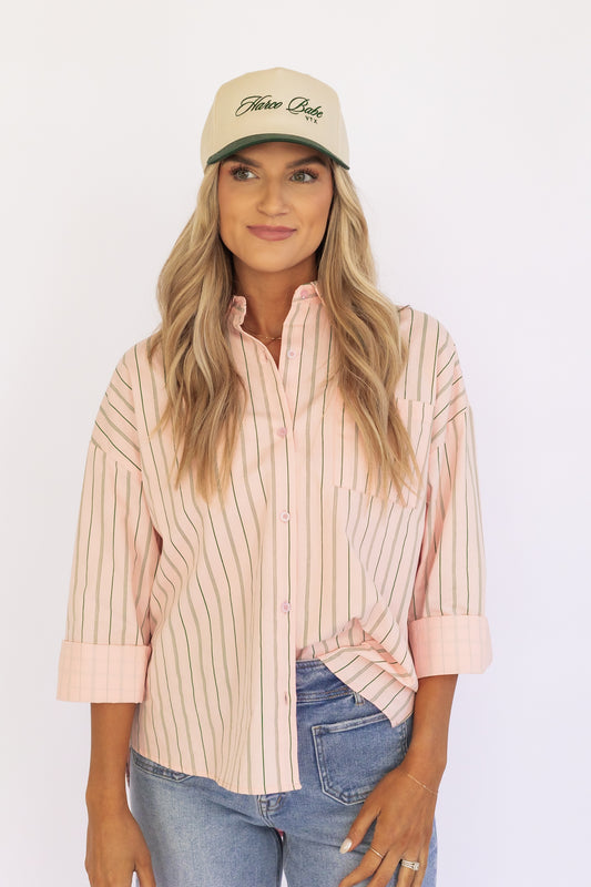 BACK IN BUSINESS BUTTON UP TOP