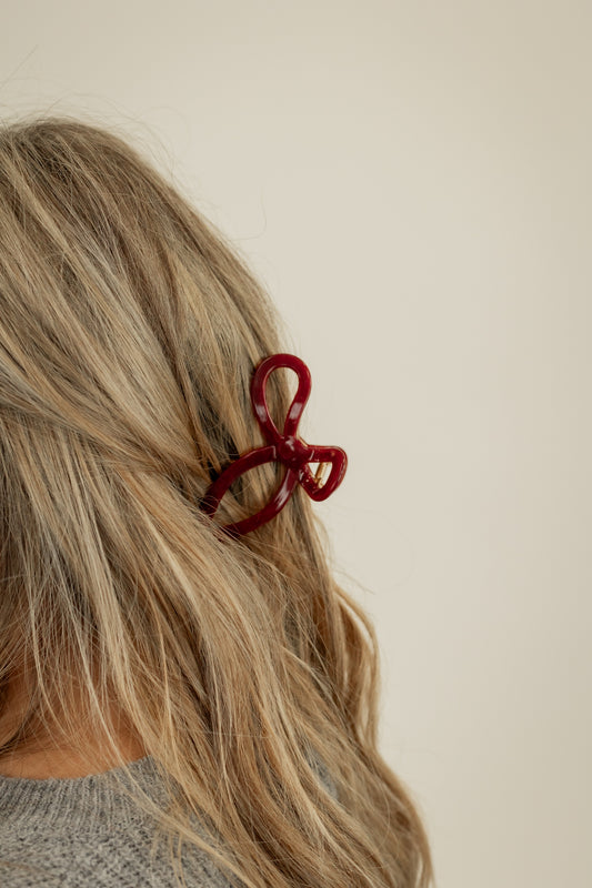 SABRINA HOLIDAY BOW CLAW CLIP | CHERRY RED