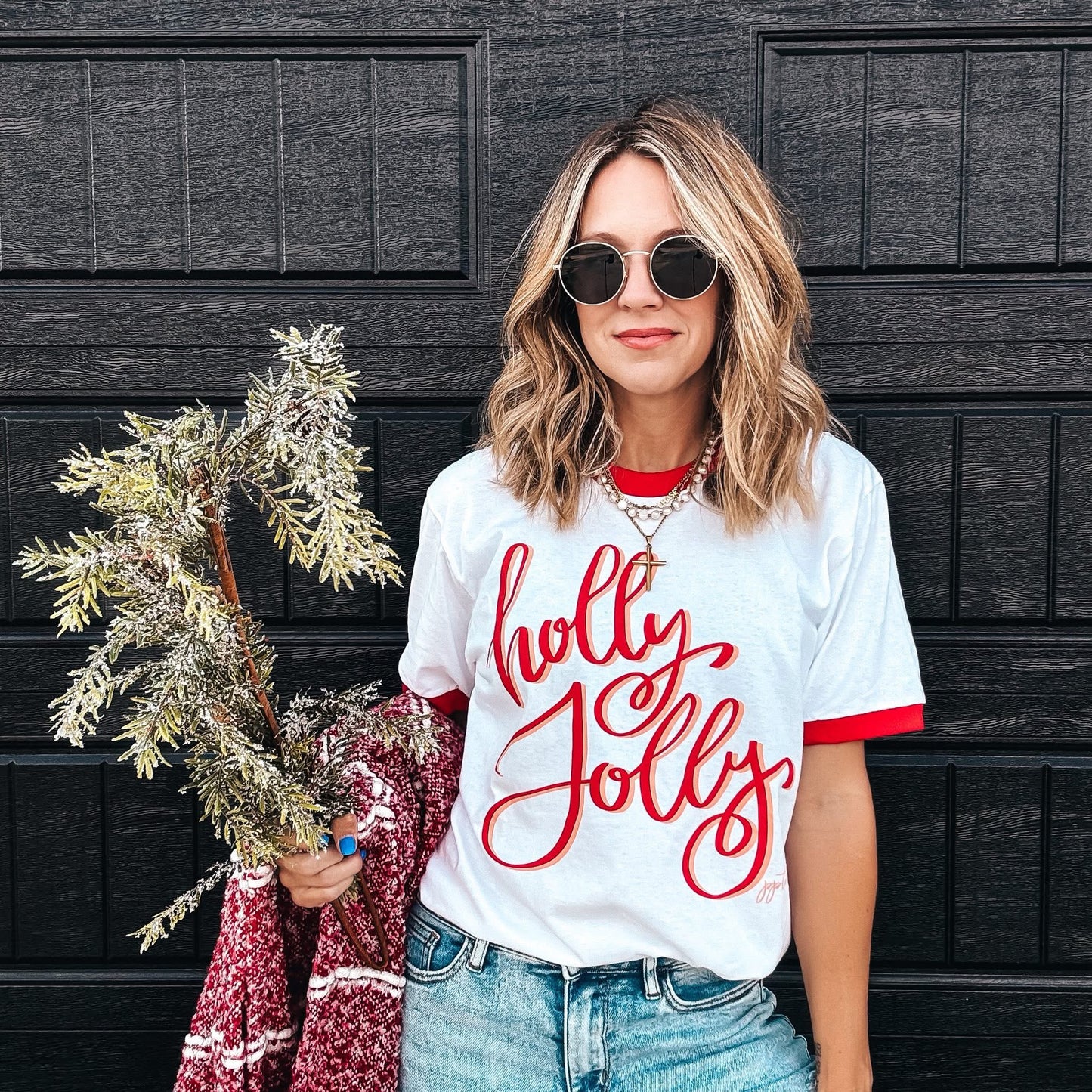 HOLLY JOLLY RINGER TEE