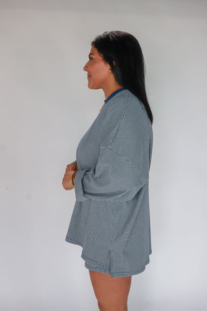 THE STRIPED BLUE SET | TOP ONLY