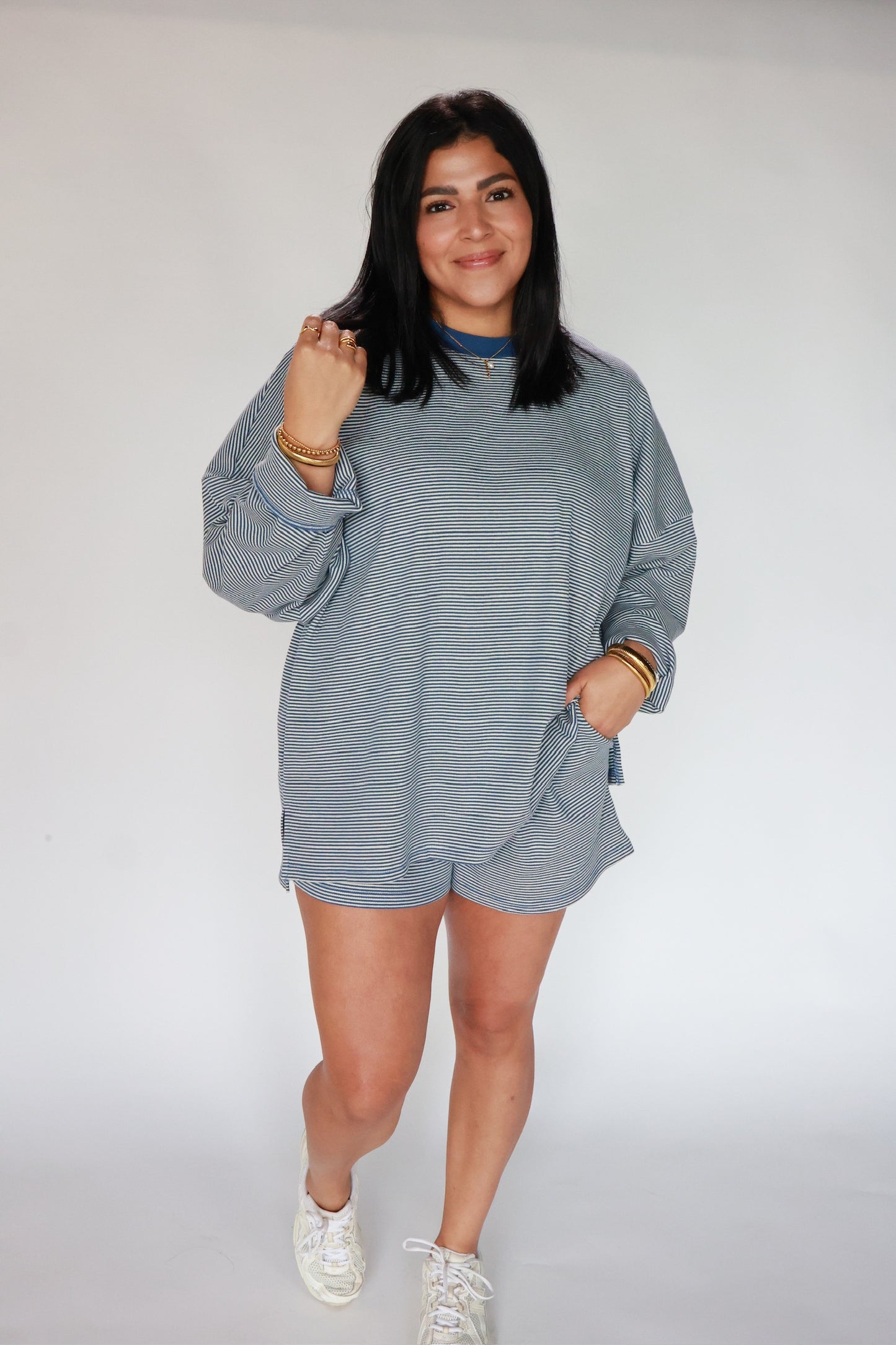 THE STRIPED BLUE SET | TOP ONLY