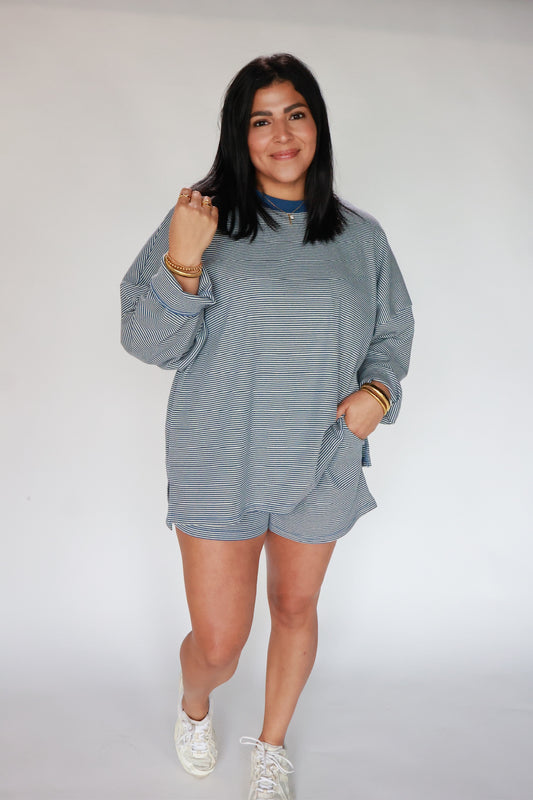 THE STRIPED BLUE SET | TOP ONLY