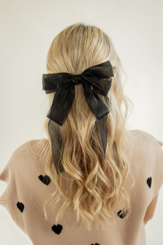 SHEER RIBBON BOW | BLACK