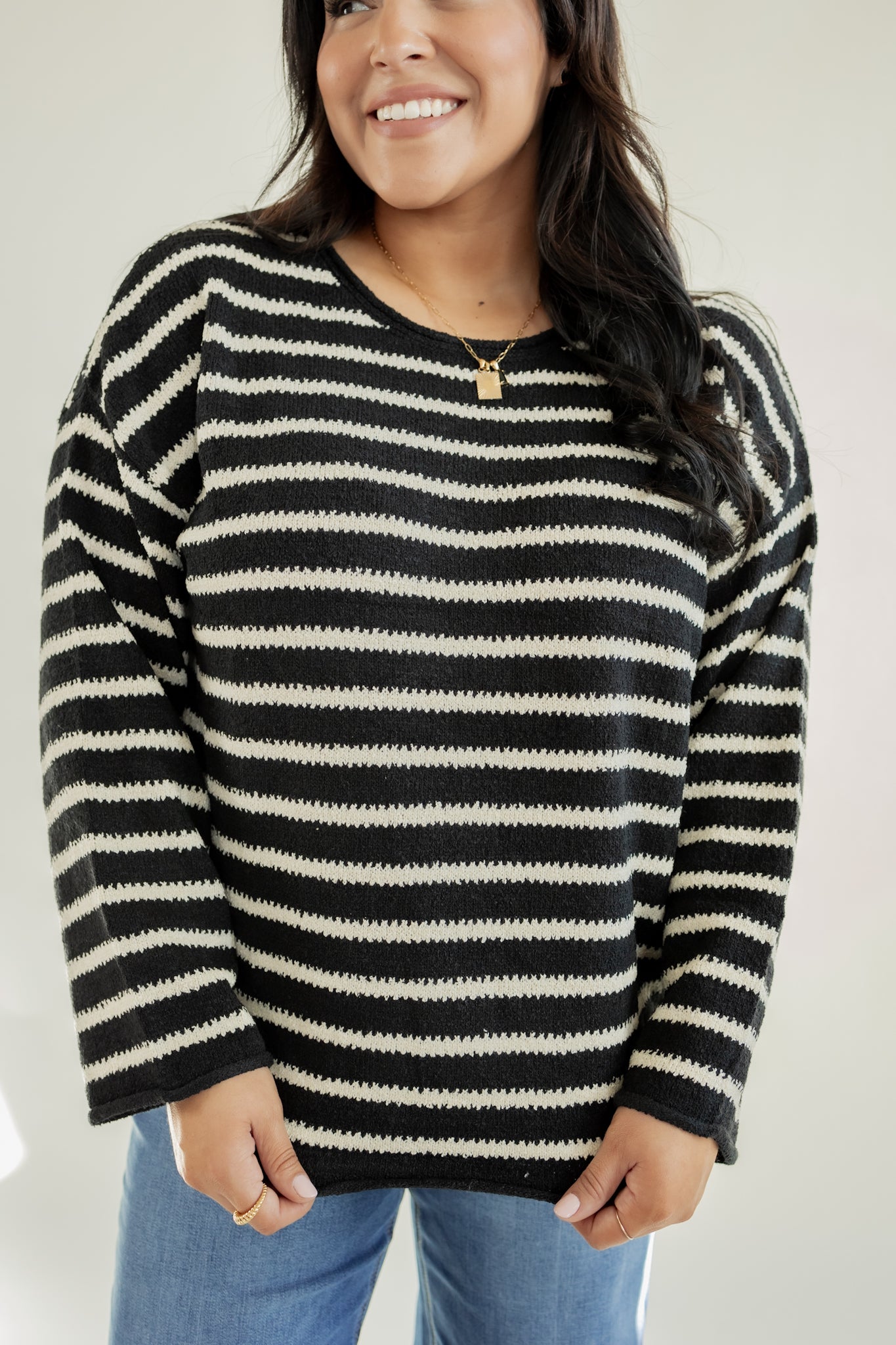 LATE NIGHTS STRIPE TOP | BLACK + WHITE