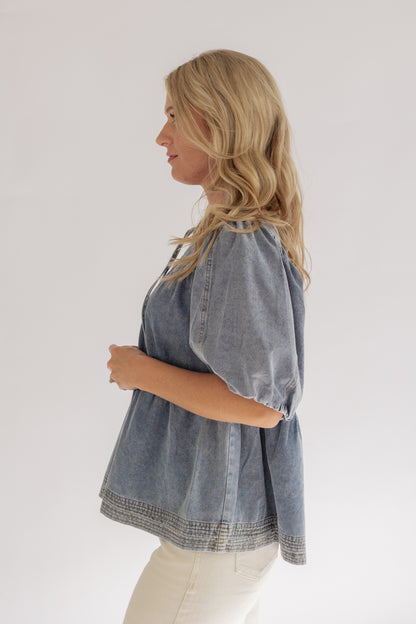 DENIM DREAMS PEPLUM TOP