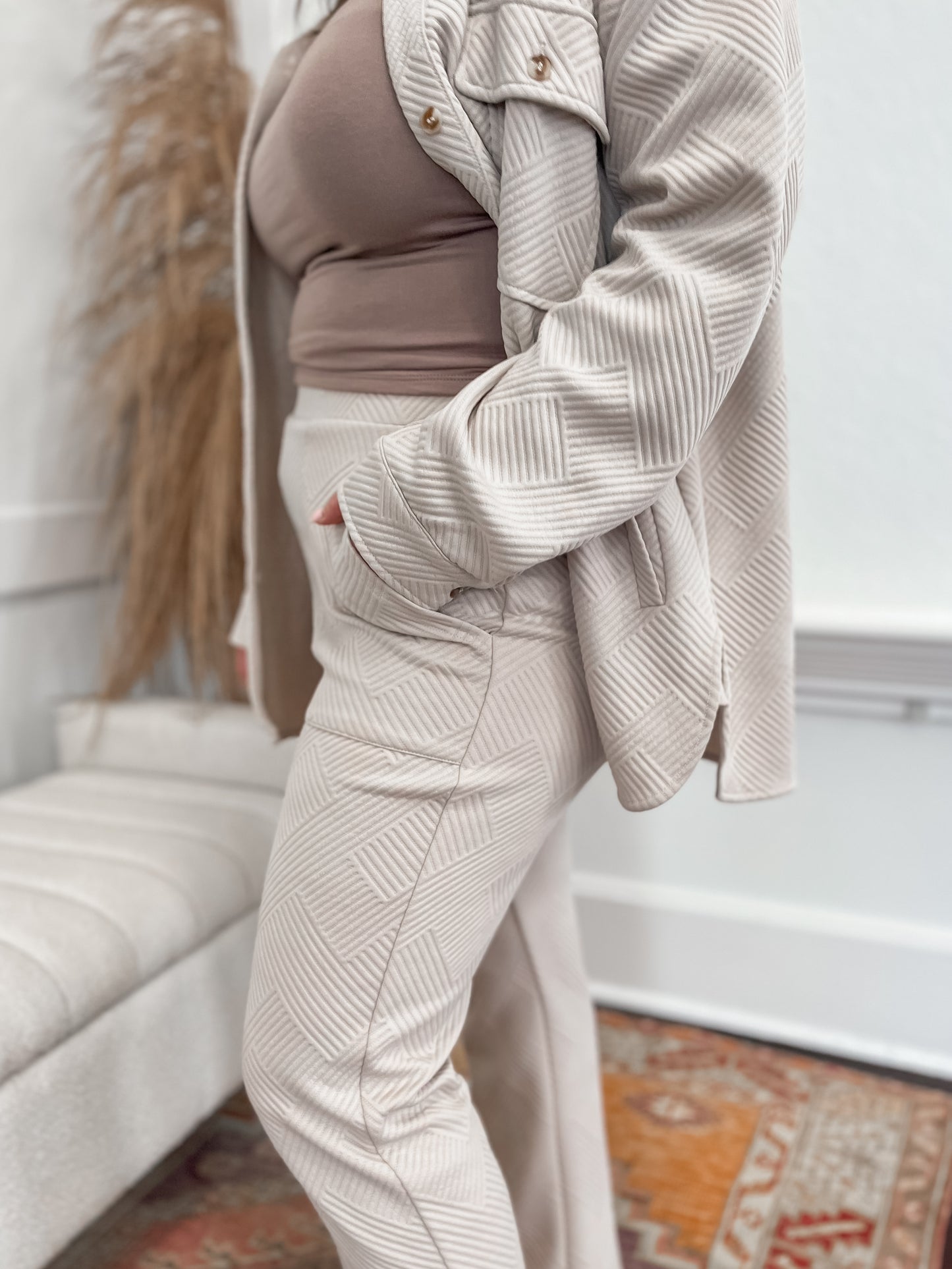 A TEXTURED PANT IN DUST | PANT ONLY