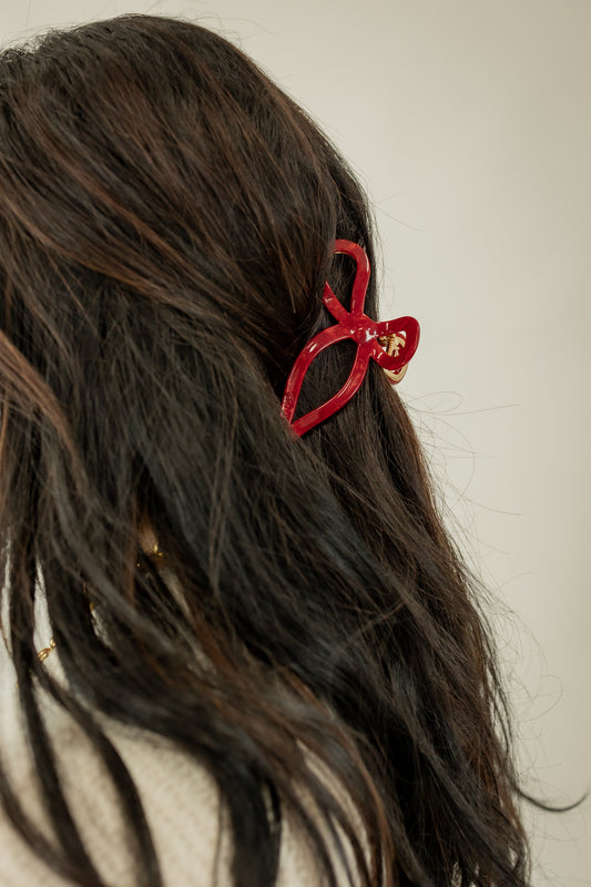 SABRINA BOW CLAW CLIP | RED