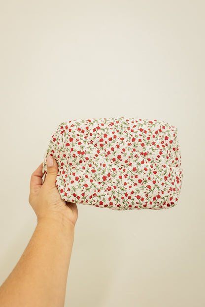 FLORAL COSMETIC BAG | RED