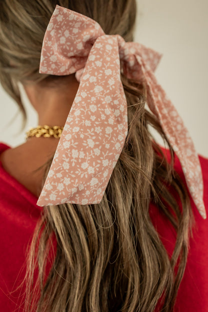 FLORAL BOW SCRUNCHIE | PINK