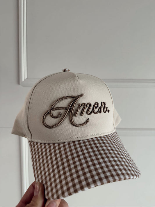 AMEN GINGHAM TRUCKER HAT