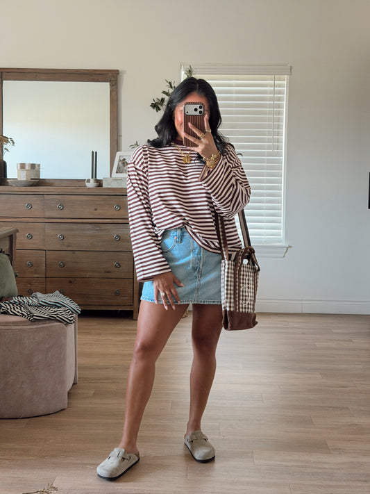 EASY DOES IT STRIPE TOP | BURGUNDY + BLUSH