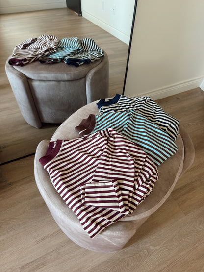 EASY DOES IT STRIPE TOP | BURGUNDY + BLUSH