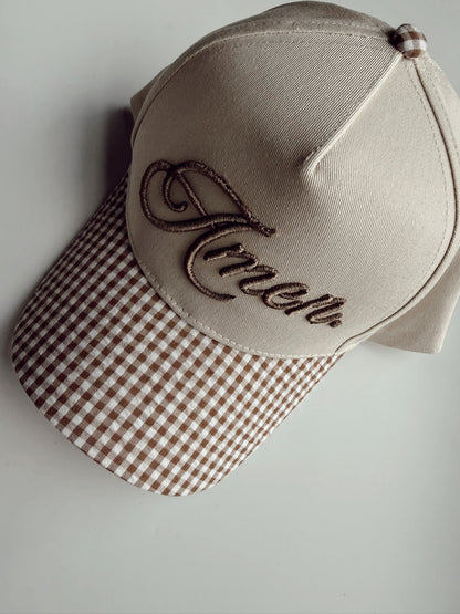 AMEN GINGHAM TRUCKER HAT