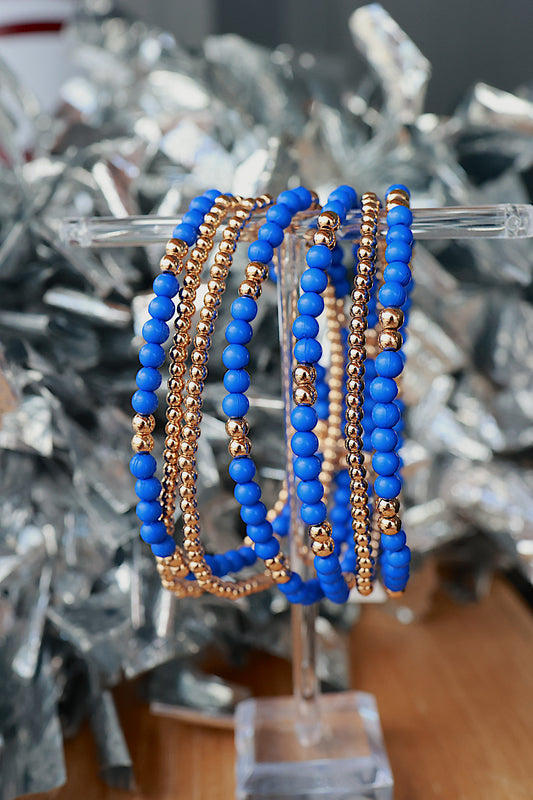 GAME DAY BEADED BRACELET STACK | BLUE