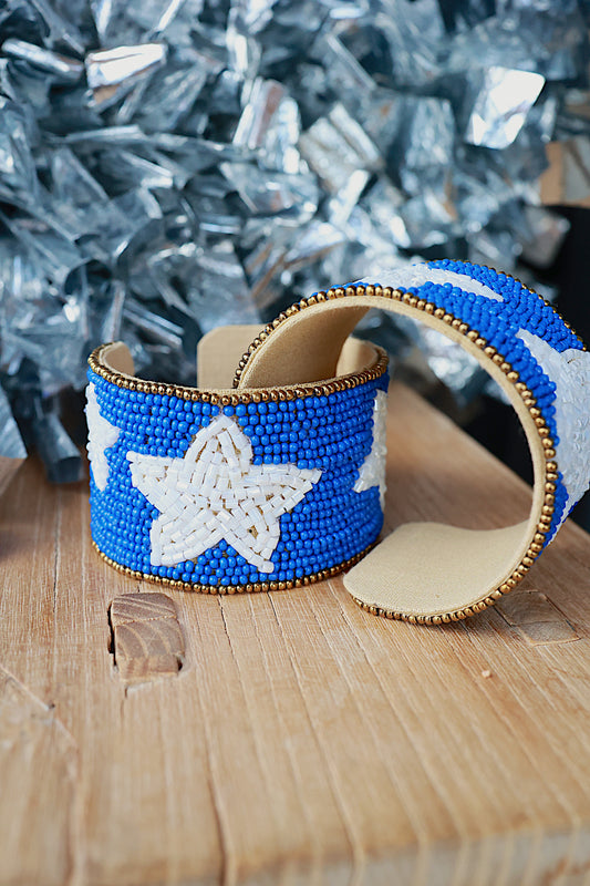 GAME DAY BEADED STAR BANGLE | ROYAL