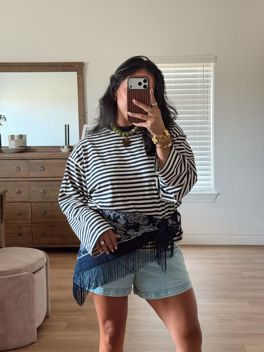 EASY DOES IT STRIPE TOP | NAVY + IVORY