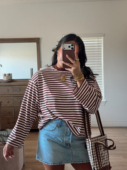 EASY DOES IT STRIPE TOP | BURGUNDY + BLUSH