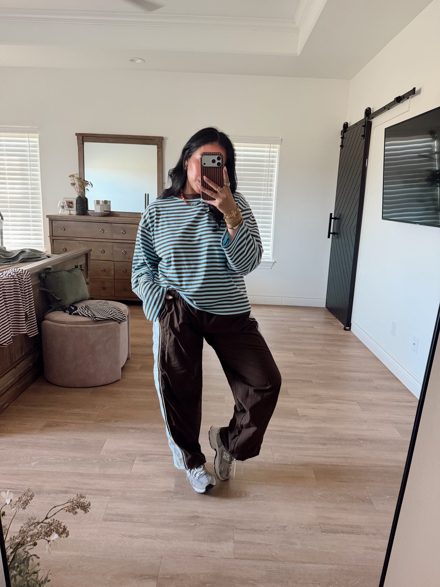 EASY DOES IT STRIPE TOP | BLUE + BROWN