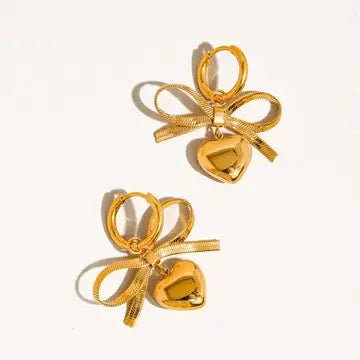 THE HEART DROP BOW EARRINGS