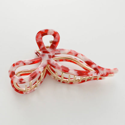 SABRINA BOW CLAW CLIP | MARBLE PINK/RED