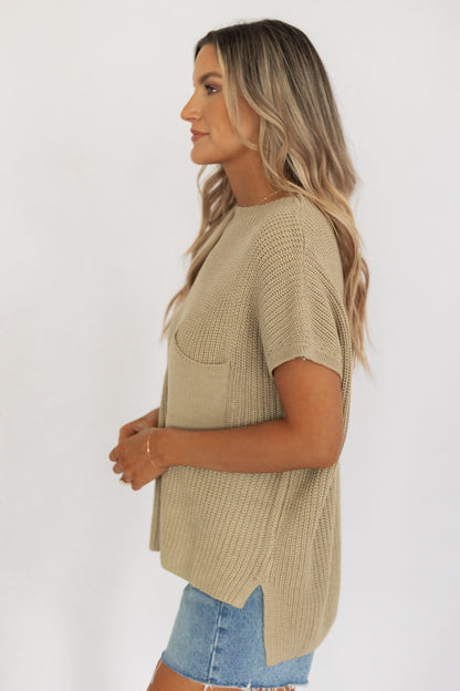 FALLING FOR YOU SWEATER KNIT TOP | SAGE GREEN