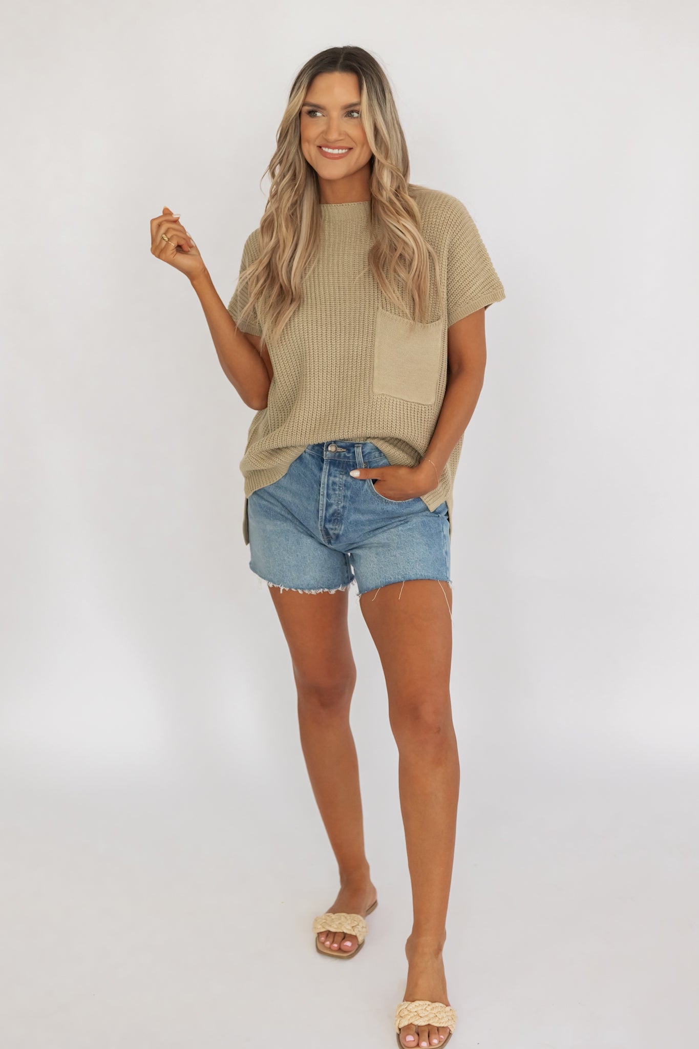 FALLING FOR YOU SWEATER KNIT TOP | SAGE GREEN